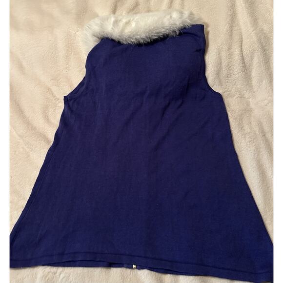 Vintage Large Berek Christmas Sweater Vest With Removable White Faux Fur Collar - Picture 11 of 11